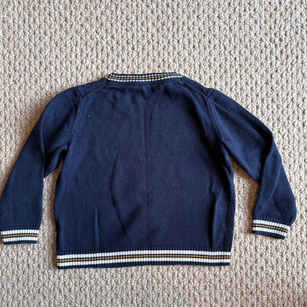 Janie And Jack Navy Bulldog Dog Sweater Crewneck 2T
